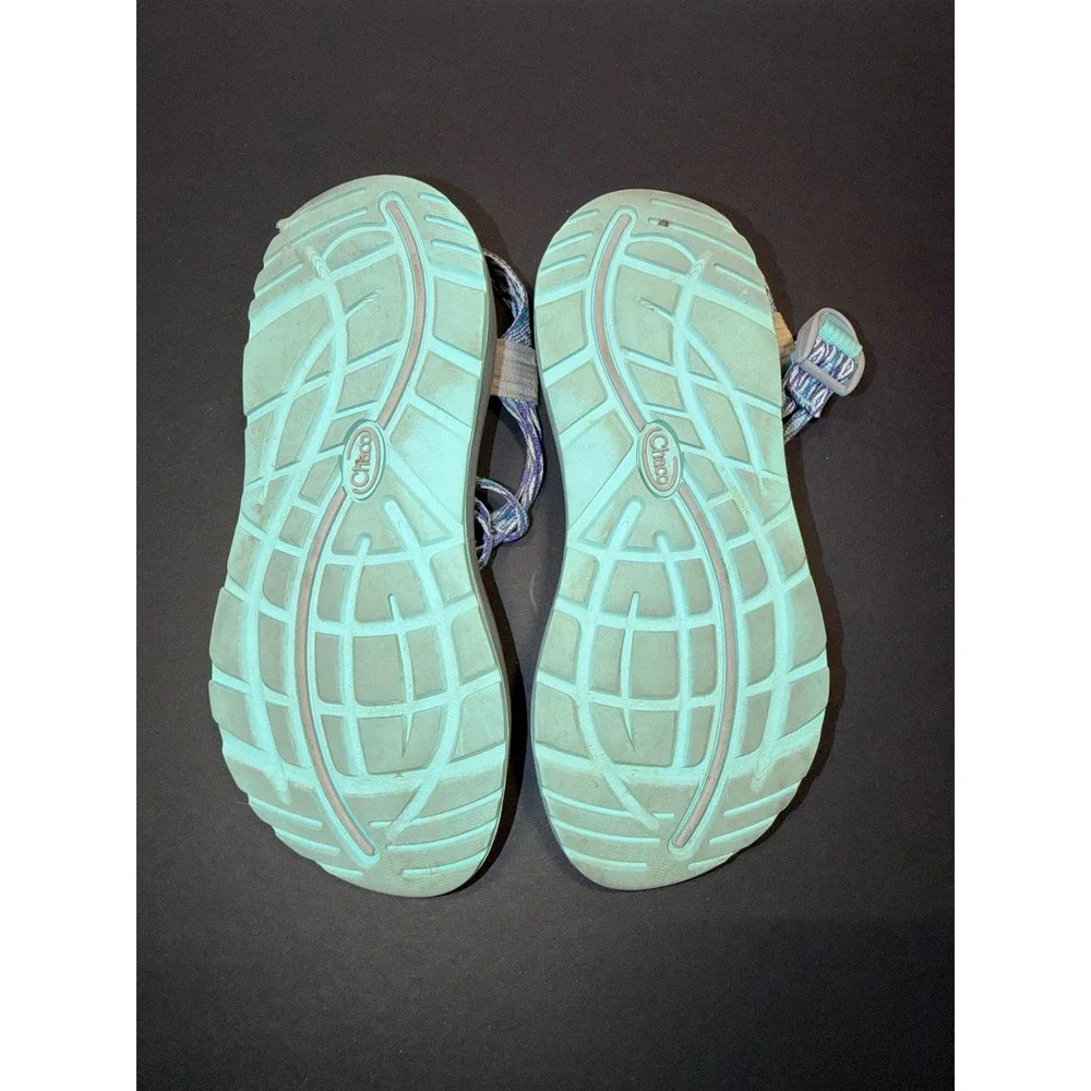 Chaco ZX/3 Sz 8 Strappy Sandals Grey‎ Purple Blue Toe Loop Water Walking Shoes